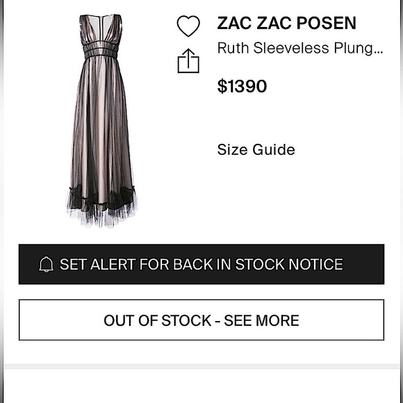 ZAC POSEN Ruth Sleeveless Plunging dress | gown - Picture 6 of 10